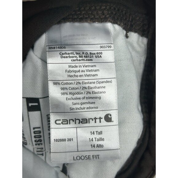 Carhartt Loose Fit Womens Carpenter Pants Size 14 TALL Brown Rugged Flex Work - Picture 6 of 7